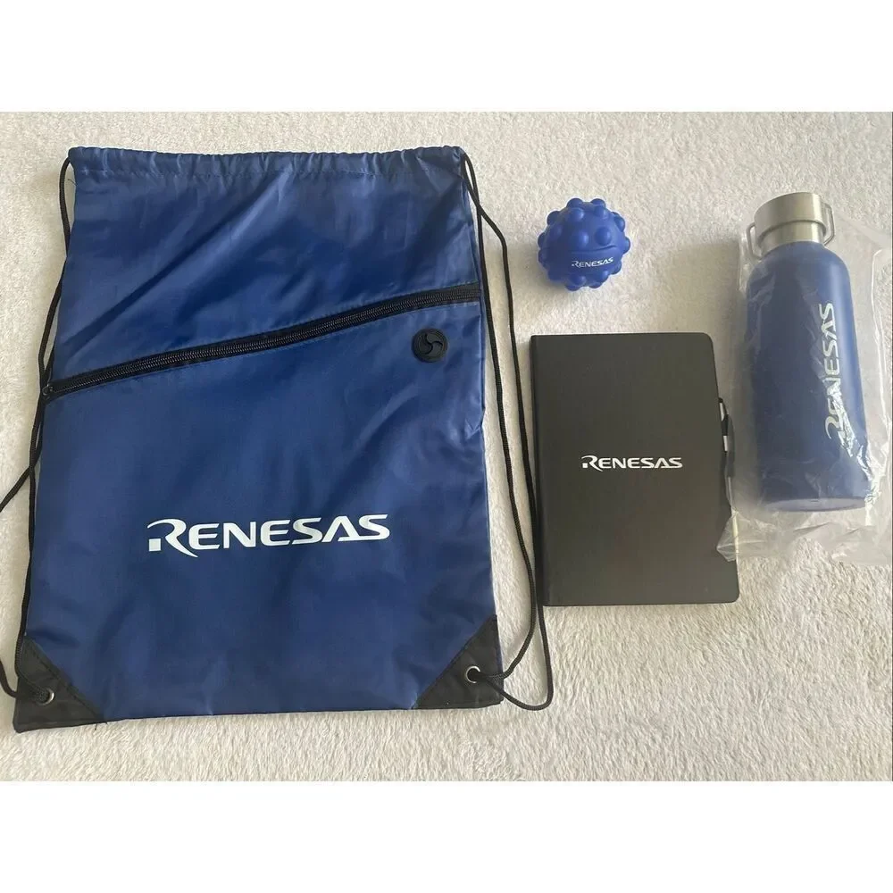 Backpack notebook, pen, thermos and stress ball navy blue set